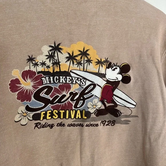 DISNEY Parks “Mickey Surf Festival” Thick Khaki Zip Up - Picture 4 of 4